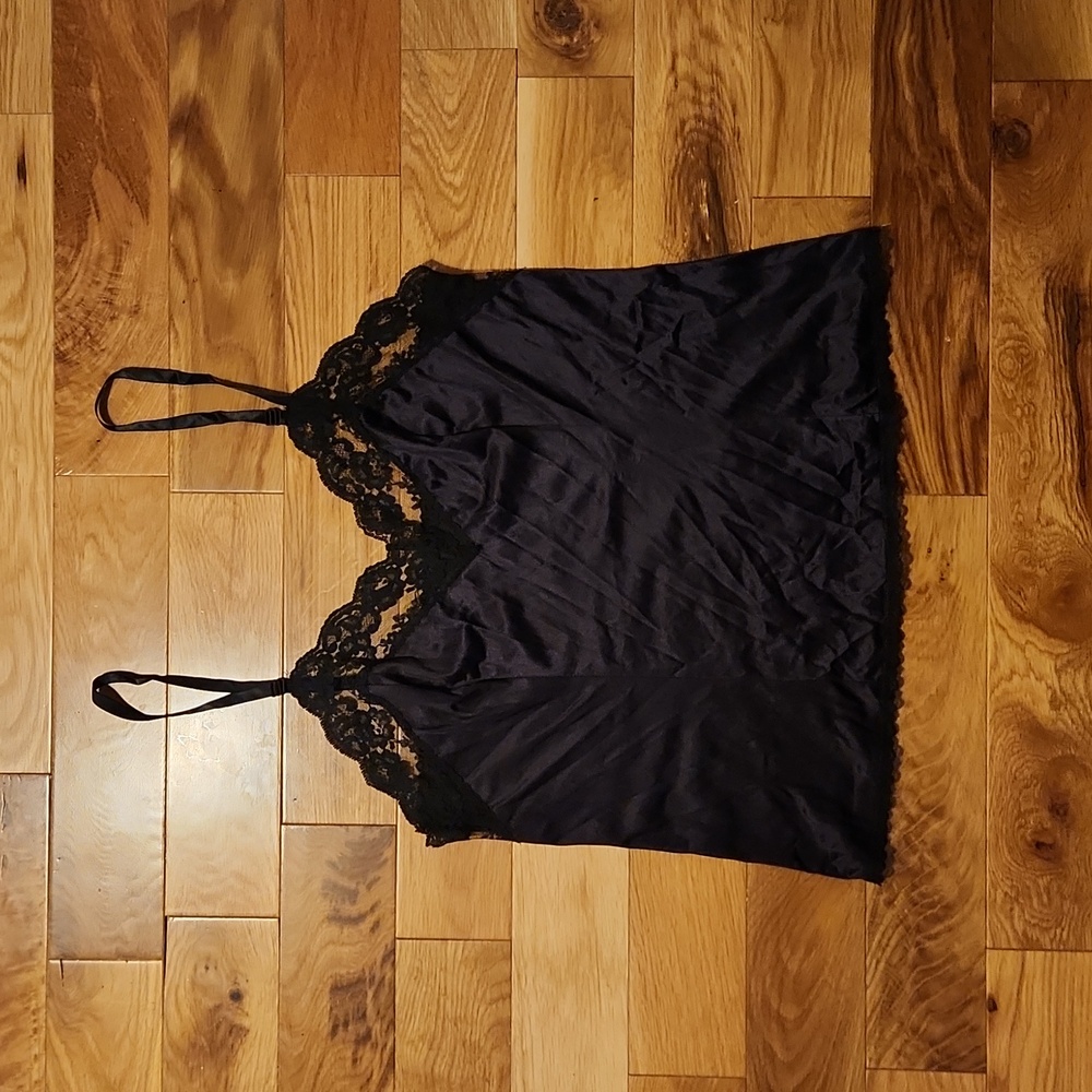 Vintage Black Lace Camisole Slip